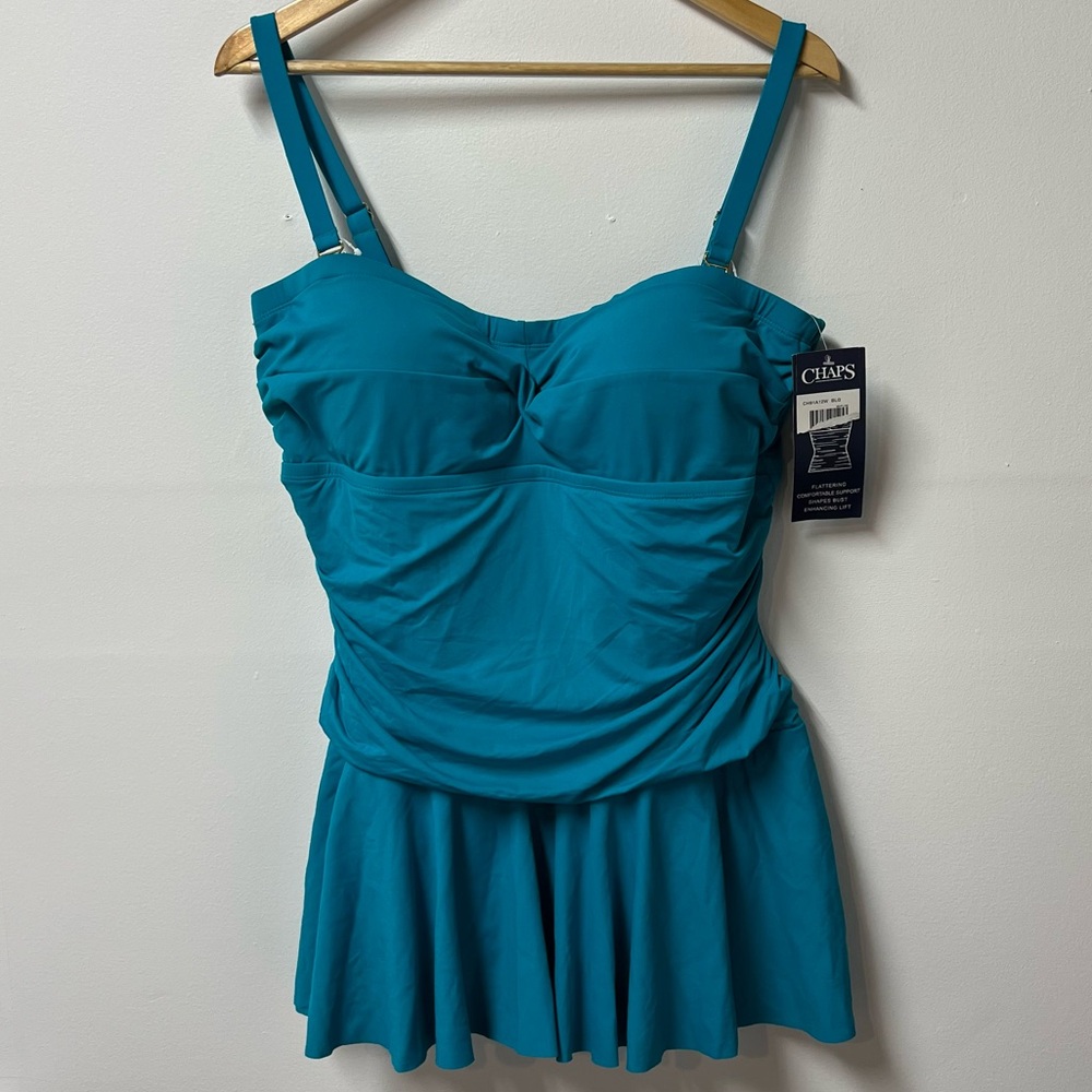 Women's Plus Size 16W One Piece Turquoise Swimsuit Molded Cup Slimming